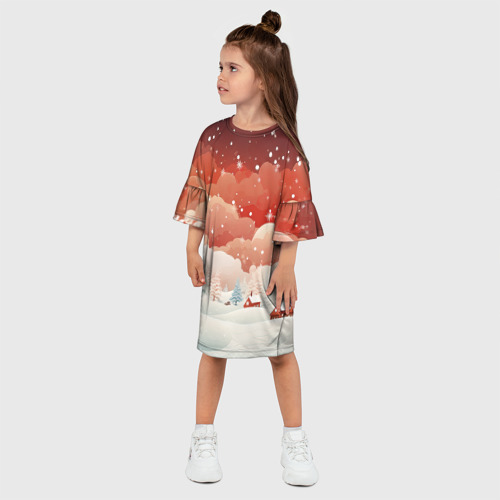 Детское платье 3D с принтом Праздничное настроение, фото на моделе #1