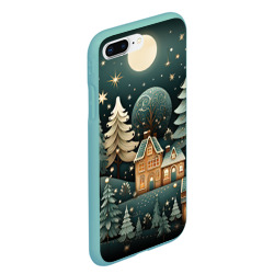 Чехол для iPhone 7Plus/8 Plus матовый Снежная деревня в праздничном наряде - фото 2