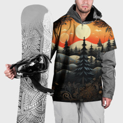 Накидка на куртку 3D Зимний лес в ожидании праздника