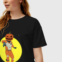 Женская футболка хлопок Oversize Space pumpkin - фото 2