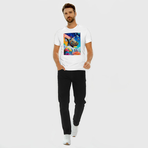 Мужская футболка хлопок Slim Инопланетная носорожка - фантазия, цвет белый - фото 5