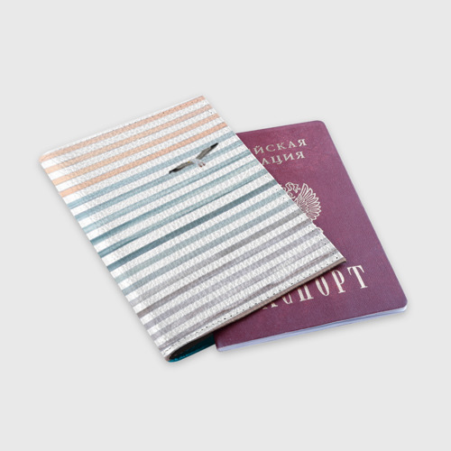 Обложка для паспорта матовая кожа Море скрытое в полосках тельняшки  чайка , цвет голубой - фото 3