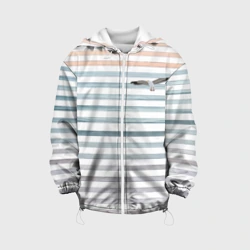 Детская куртка 3D Море скрытое в полосках тельняшки  чайка 
