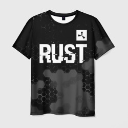 Мужская футболка 3D Rust glitch на темном фоне посередине