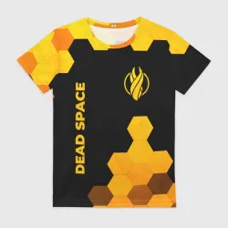 Женская футболка 3D Dead Space - gold gradient вертикально