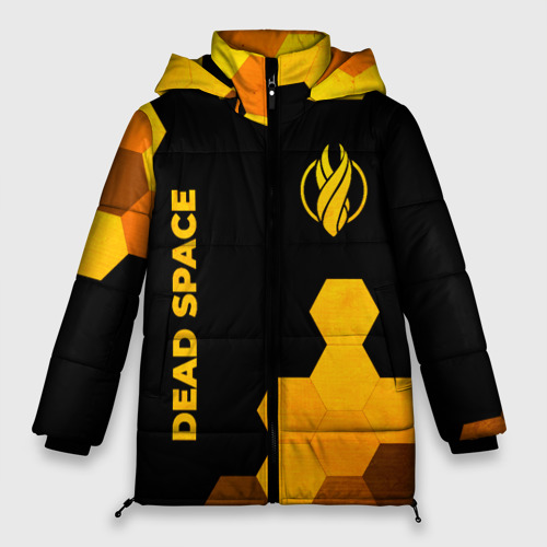 Женская зимняя куртка 3D с принтом Dead Space - gold gradient вертикально, вид спереди #2