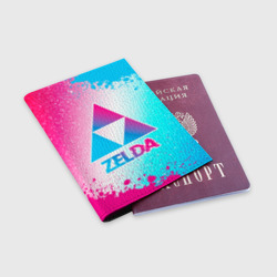 Обложка для паспорта матовая кожа Zelda neon gradient style - фото 2