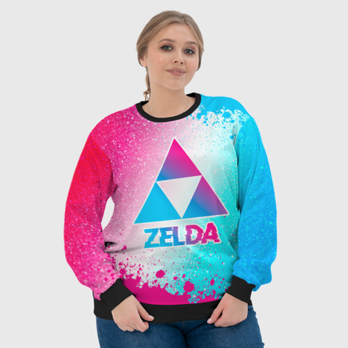 Женский свитшот 3D Zelda neon gradient style, цвет 3D печать - фото 6