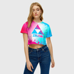 Женская футболка Crop-top 3D Zelda neon gradient style - фото 2