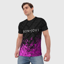 Мужская футболка 3D Bon Jovi rock legends посередине - фото 2