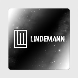 Магнит виниловый Квадрат Lindemann glitch на темном фоне по-горизонтали