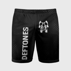 Мужские шорты спортивные Deftones glitch на темном фоне вертикально