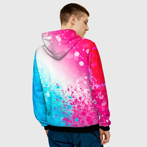 Мужская толстовка 3D HIM neon gradient style посередине, цвет черный - фото 4