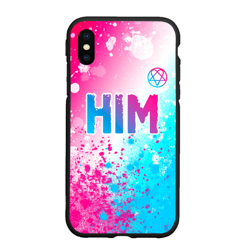 Чехол для iPhone XS Max матовый HIM neon gradient style посередине