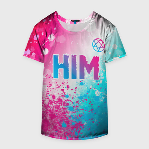 Накидка на куртку 3D HIM neon gradient style посередине, цвет 3D печать - фото 4