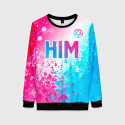 Женский свитшот 3D HIM neon gradient style посередине