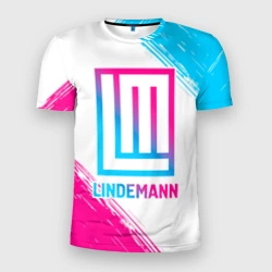 Мужская футболка 3D Slim Lindemann neon gradient style