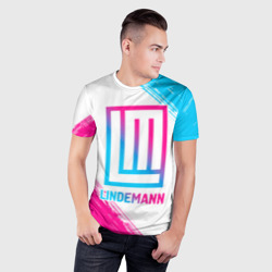 Мужская футболка 3D Slim Lindemann neon gradient style - фото 2