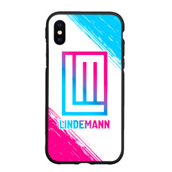 Чехол для iPhone XS Max матовый Lindemann neon gradient style