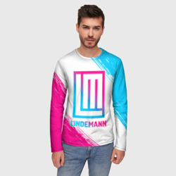 Мужской лонгслив 3D Lindemann neon gradient style - фото 2