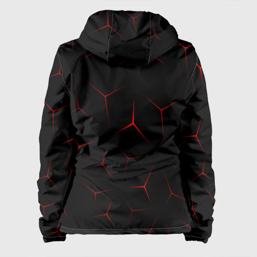 Женская куртка 3D с принтом Красный кибер узор, вид сзади #1