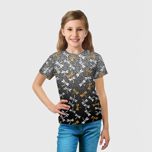 Детская футболка 3D Тонбо - японские стрекозы, цвет 3D печать - фото 5