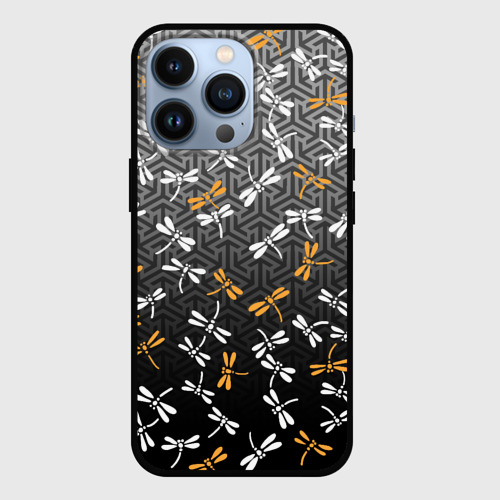 Чехол для iPhone 13 Pro Тонбо - японские стрекозы, цвет черный