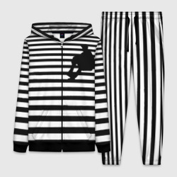 Женский костюм 3D Силуэт на чёрно белом полосы