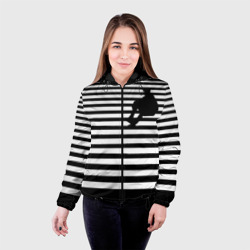 Женская куртка 3D Силуэт на чёрно белом  полосы  - фото 2