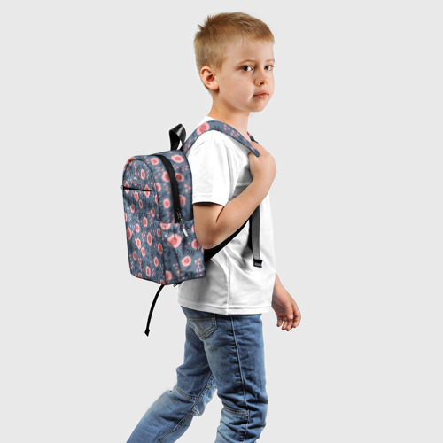 Детский рюкзак 3D с принтом Розочки на синем фоне, вид сзади #1
