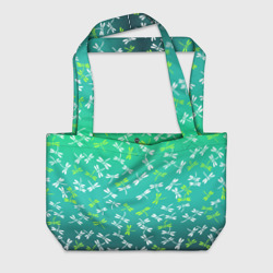 Пляжная сумка 3D Белые и ядовито-зелёные стрекозы
