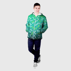 Мужская куртка 3D Белые и ядовито-зелёные стрекозы - фото 2