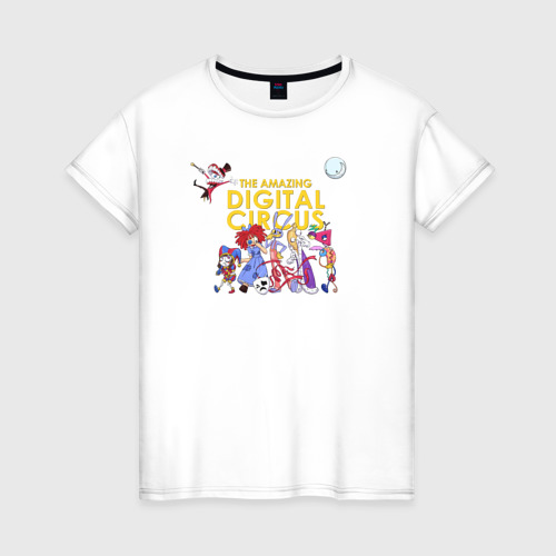 Женская футболка из хлопка с принтом The Amazing Digital Circus, вид спереди №1