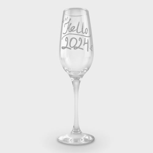 Фужер для шампанского с принтом Hello 2024, вид спереди №1
