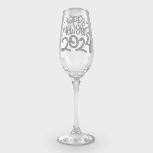 Фужер для шампанского с принтом Happy 2024, вид спереди №1
