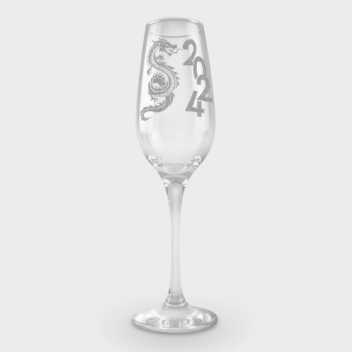 Фужер для шампанского с принтом Дракон -2024, вид спереди №1