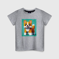 Детская футболка хлопок Собака в кубическом мире