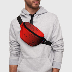 Поясная сумка 3D Летучие мыши на красном фоне - фото 2