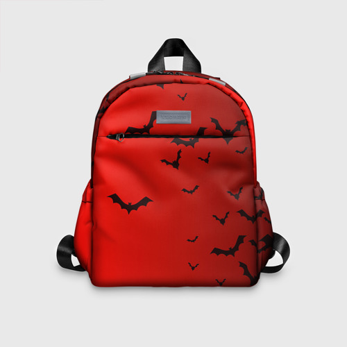 Детский рюкзак 3D Летучие мыши на красном фоне