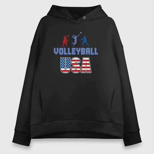 Женское худи Oversize хлопок USA volley, цвет черный