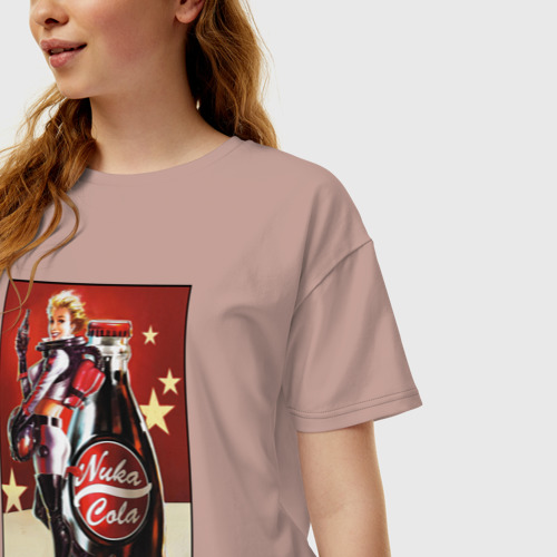 Женская футболка хлопок Oversize Fallout - nuka cola girl , цвет пыльно-розовый - фото 3