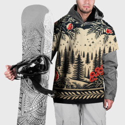 Накидка на куртку 3D Новогодний лес с узорами