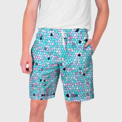 Мужские шорты 3D Мозаика розово-голубая