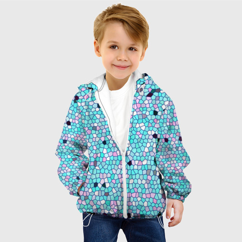 Детская куртка 3D Мозаика розово-голубая, цвет белый - фото 3