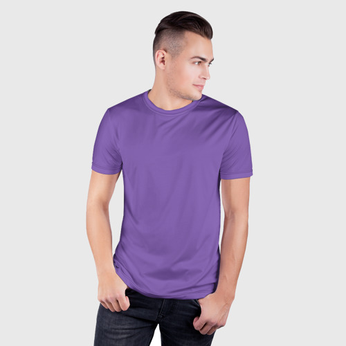 Мужская футболка 3D Slim с принтом Королевский пурпурный Крайола, фото на моделе #1