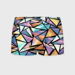 Мужские трусы 3D Радужные треугольники - кристаллы голографические