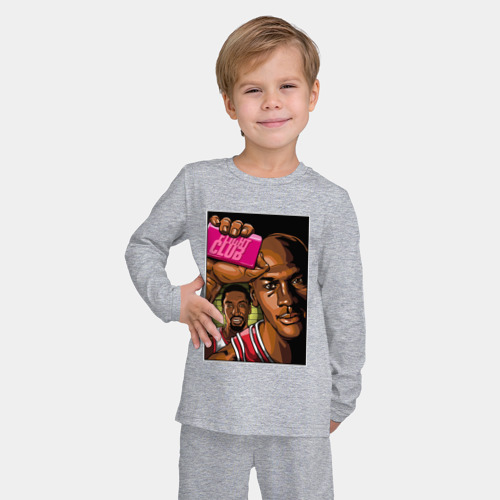 Детская пижама с лонгсливом хлопок с принтом Jordan fight club, фото на моделе #1