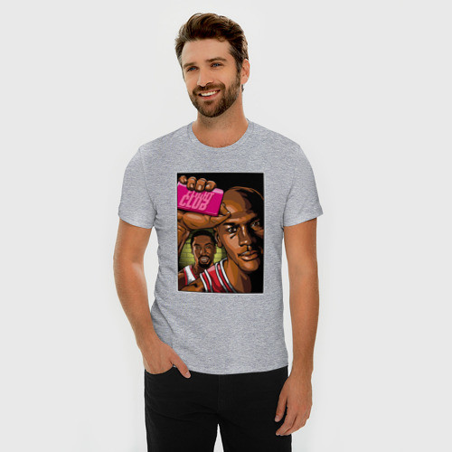 Мужская футболка хлопок Slim с принтом Jordan fight club, фото на моделе #1