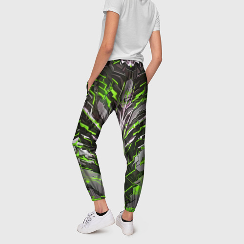 Женские брюки 3D с принтом Киберпанк доспех зелёный, вид сзади #2
