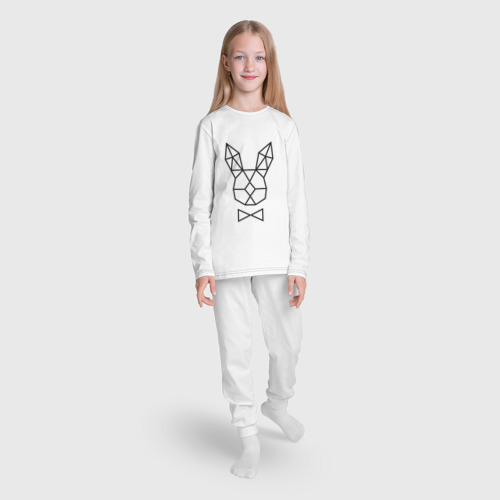 Детская пижама с лонгсливом хлопок с принтом Полигональный кролик, вид сбоку #3